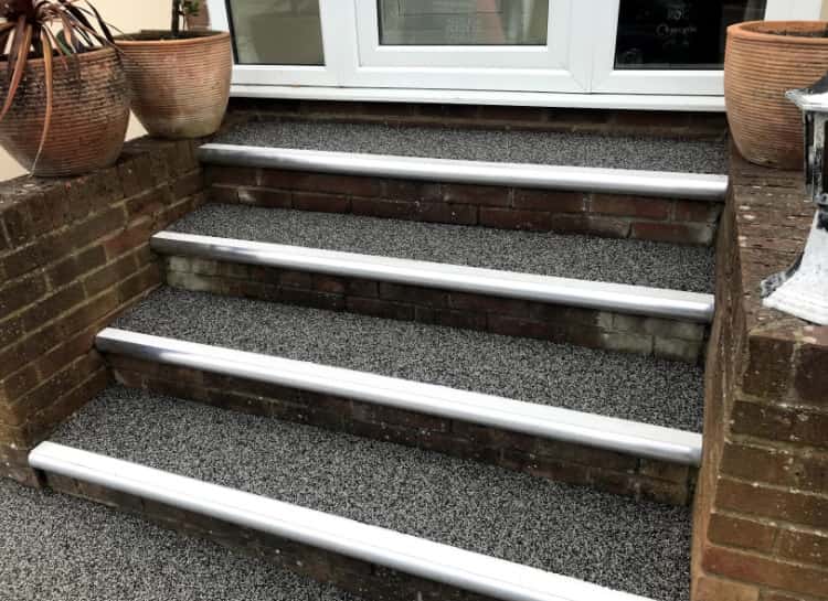 This is a photo of a Resin bound stair path carried out in Cheshire. All works done by Resin Driveways Cheshire